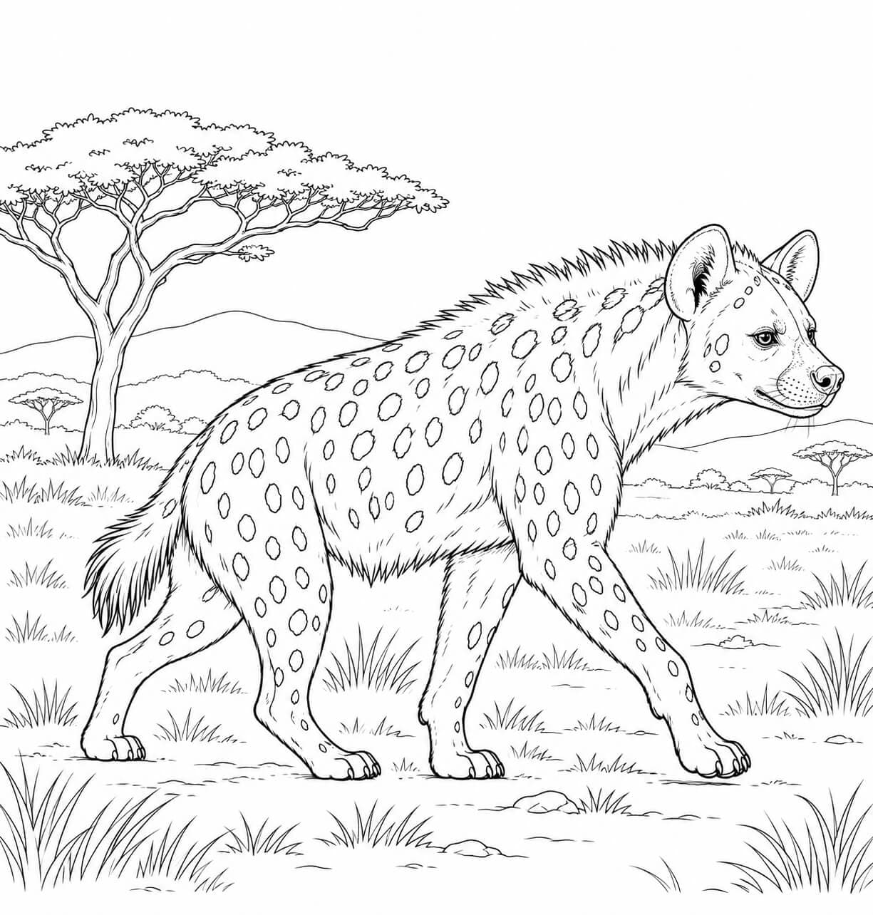 Hiena na savana para colorir