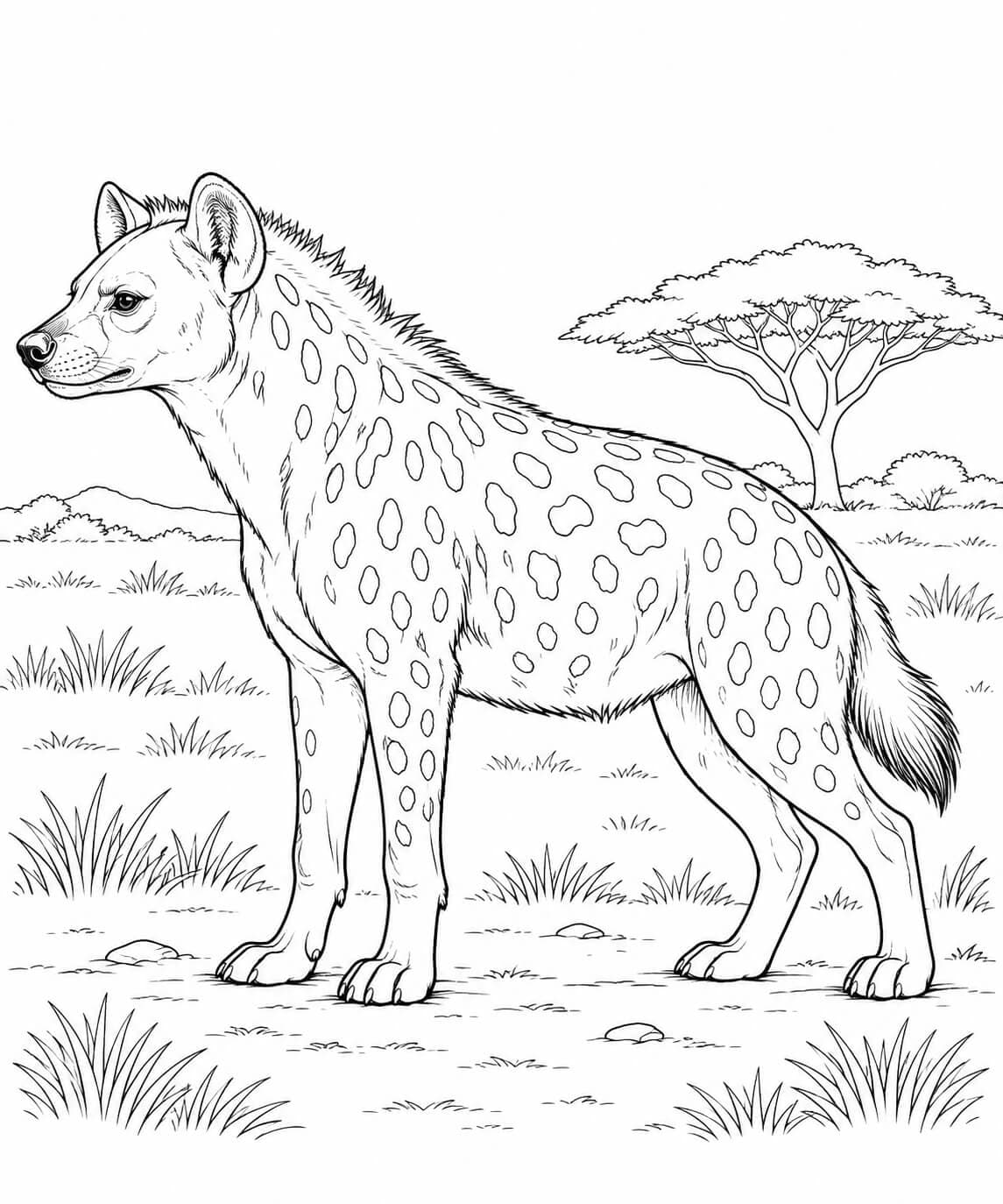 Hiena realista para colorir