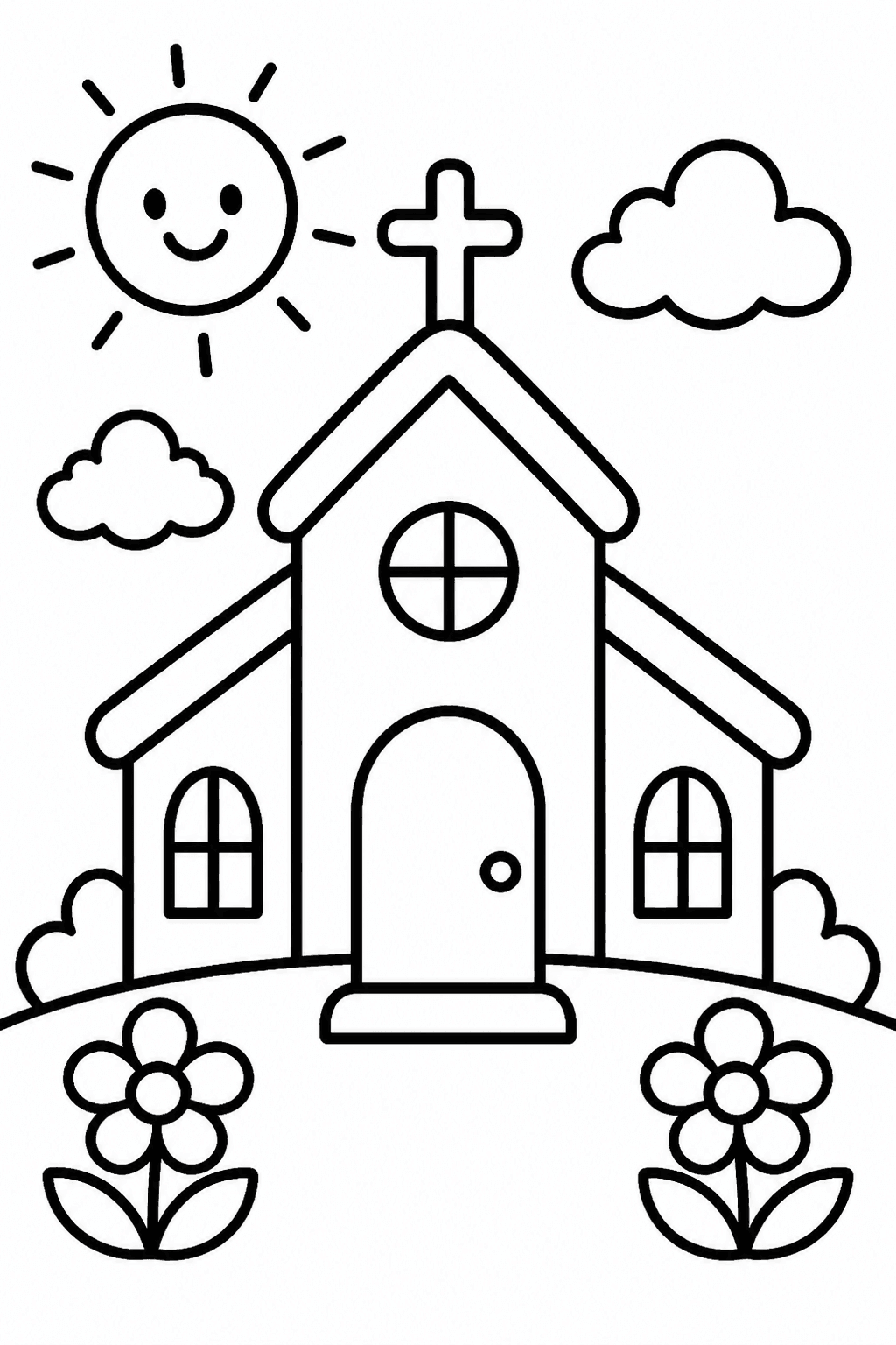 Igreja infantil fácil para colorir