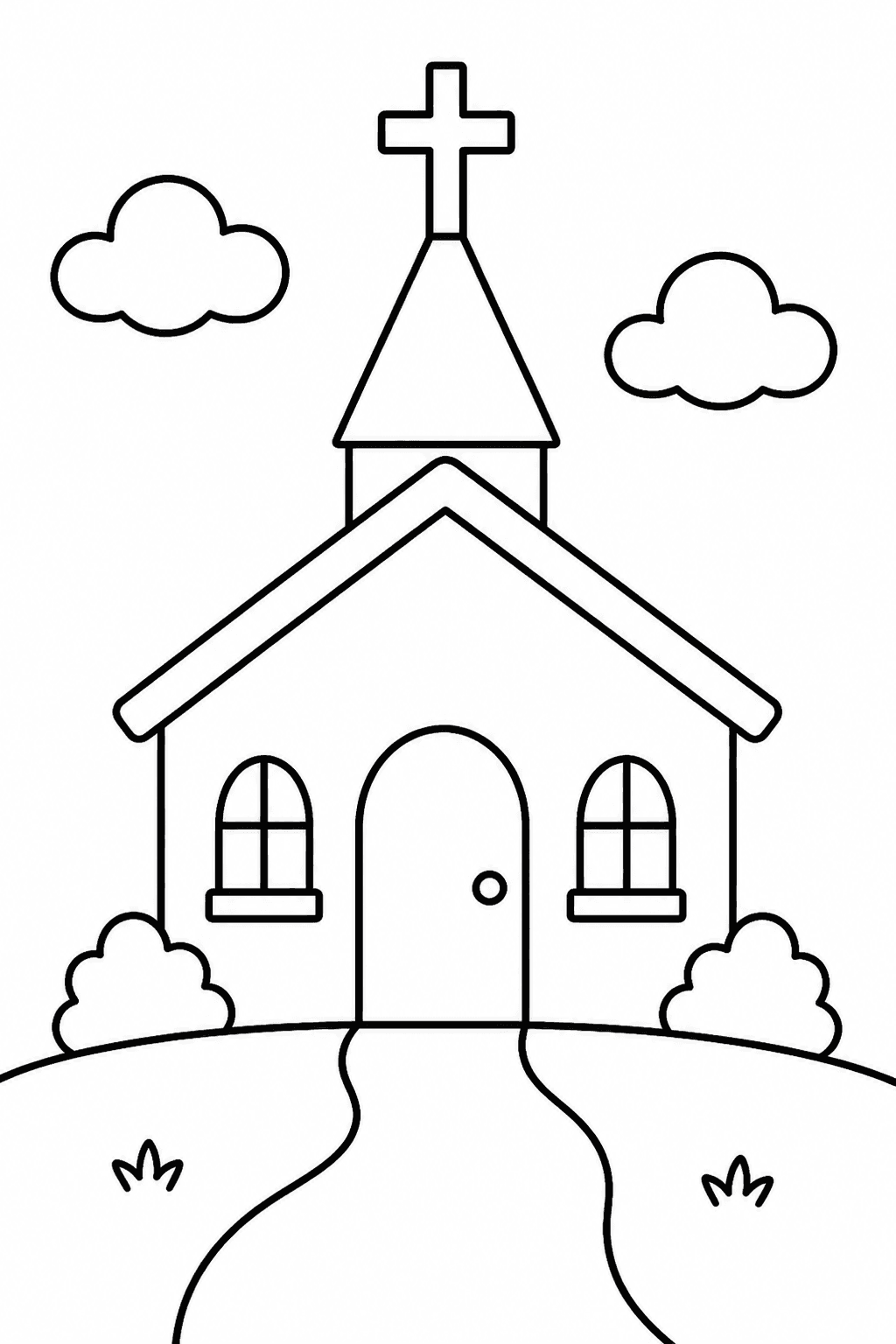 Igreja simples para colorir