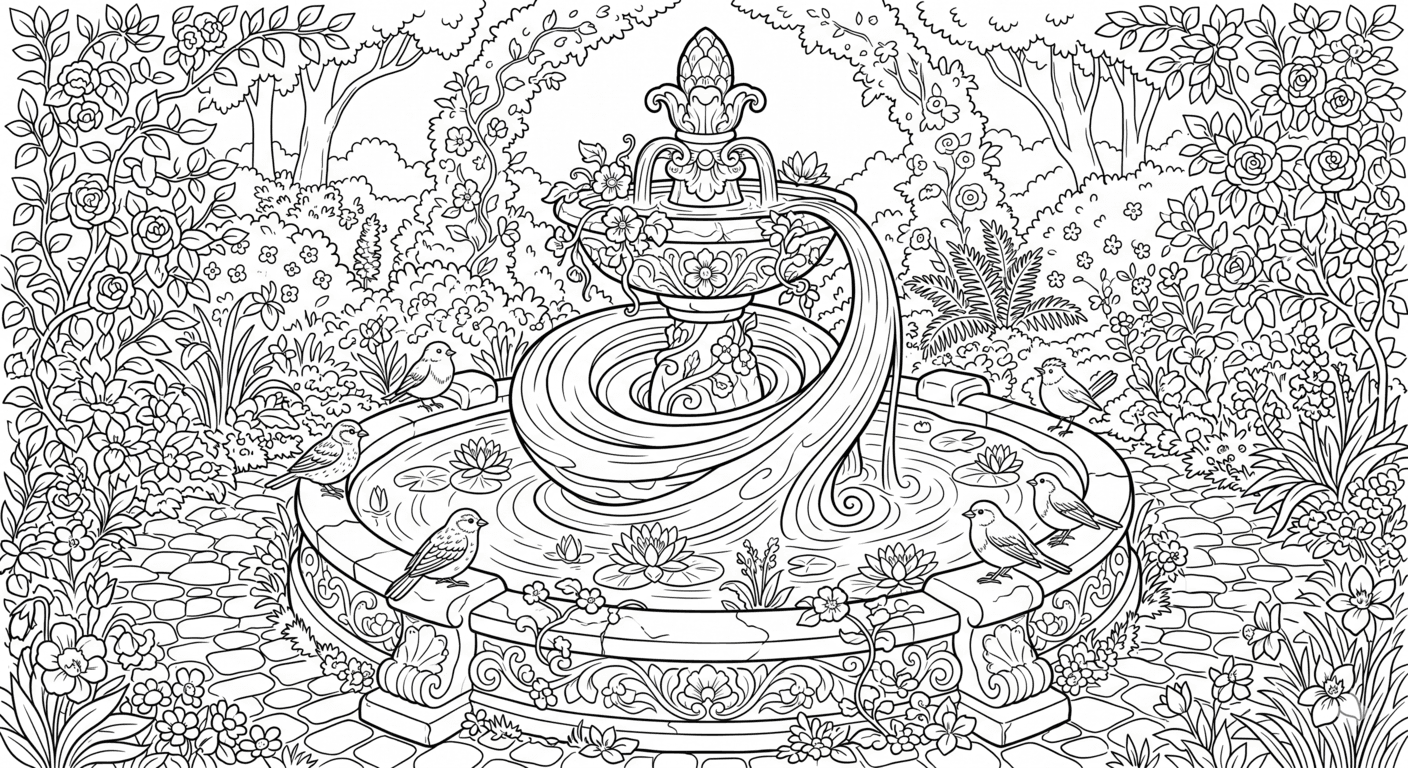 Jardim encantado detalhado para colorir