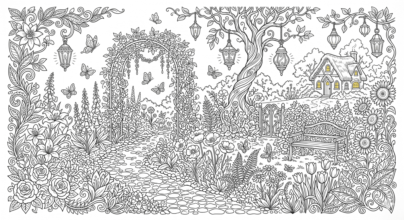 Detalhes do jardim encantado para colorir