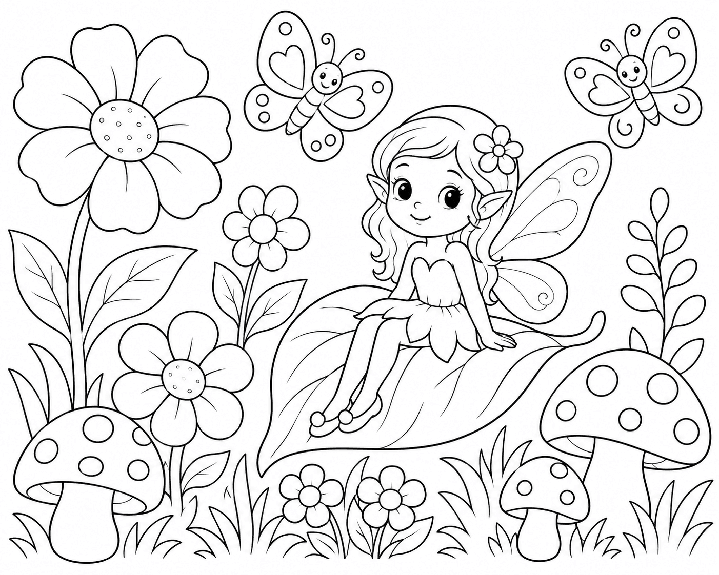 Fada no jardim encantado para colorir