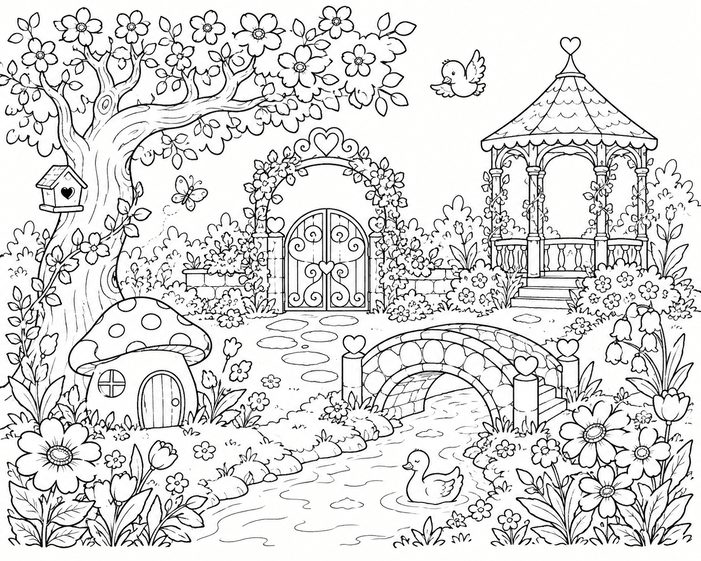 Jardim encantado para colorir