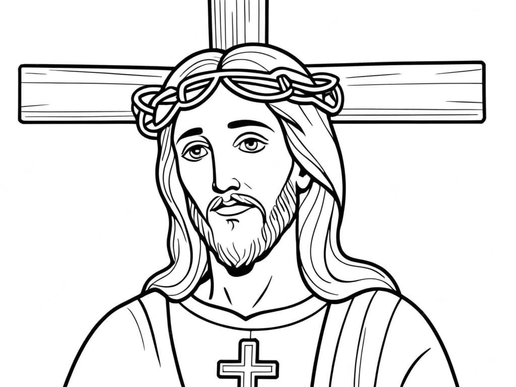 Jesus em frente à cruz