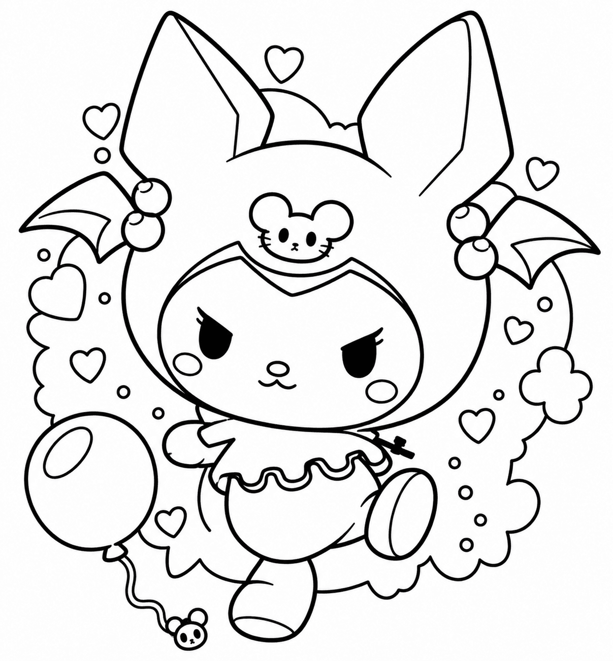 Kuromi com asas de morcego para colorir