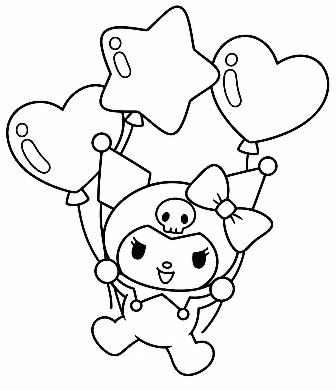Kuromi com balões para colorir