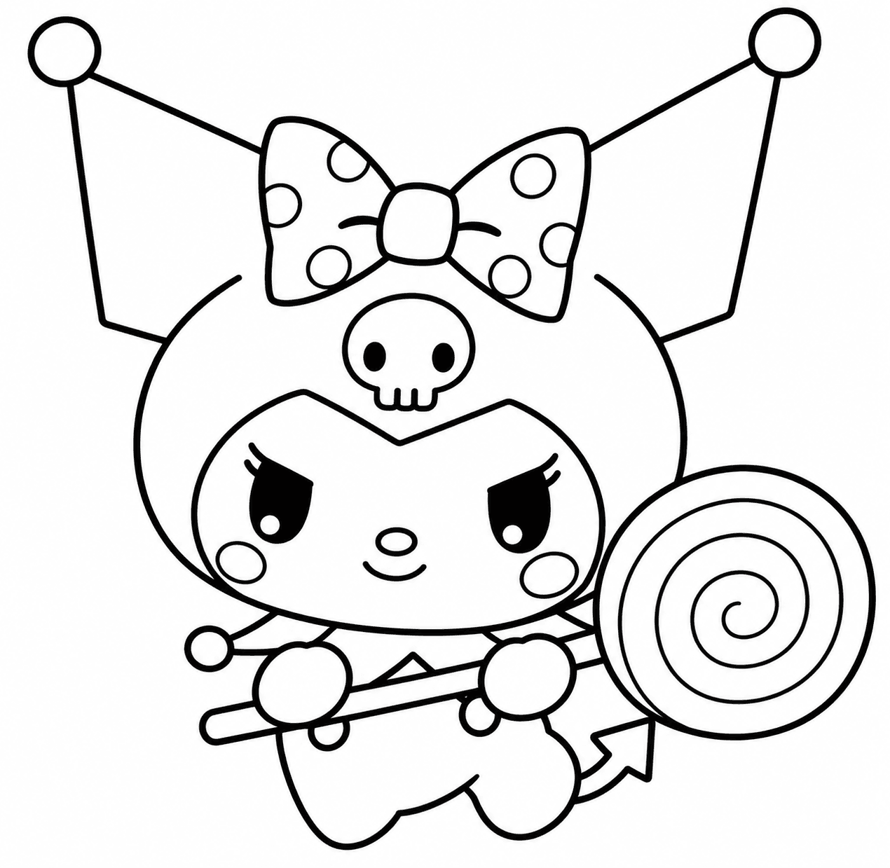 Kuromi com pirulito para colorir