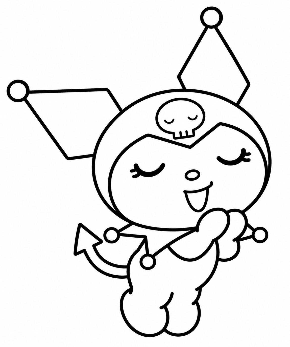 Kuromi de olhos fechados para colorir