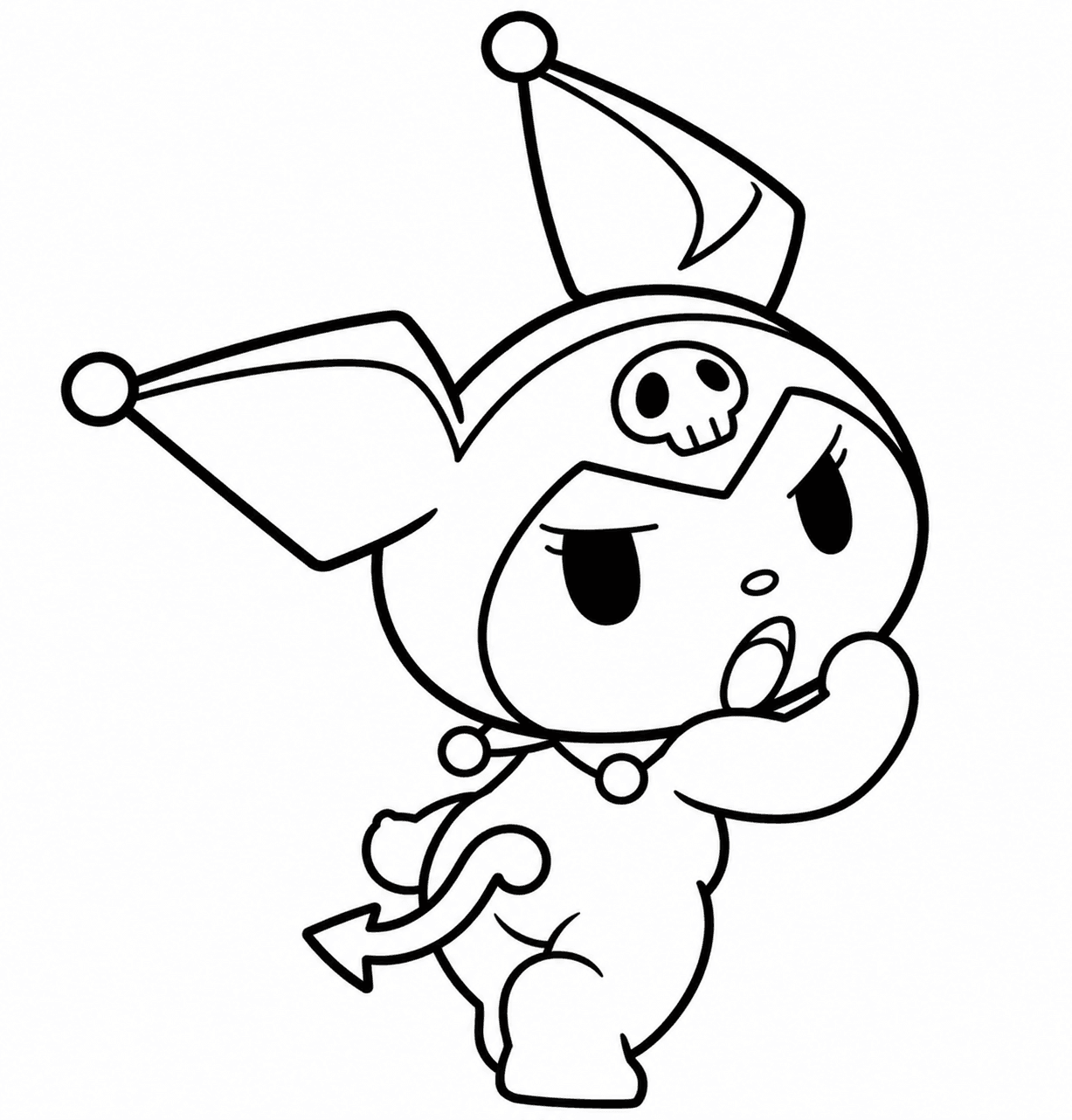 Kuromi fazendo careta para colorir