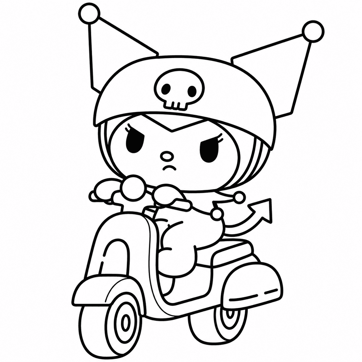 Kuromi na motoneta para colorir