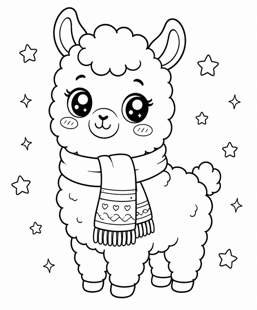 Lhama kawaii para colorir
