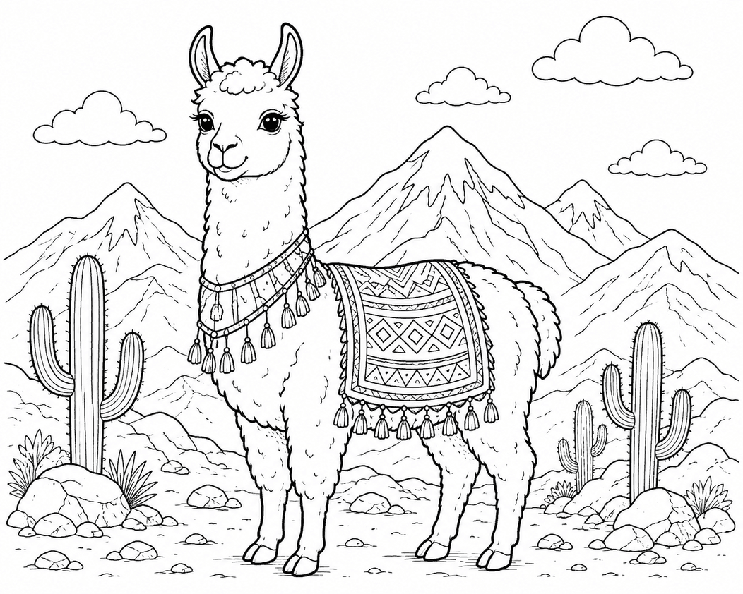 Lhama realista para colorir