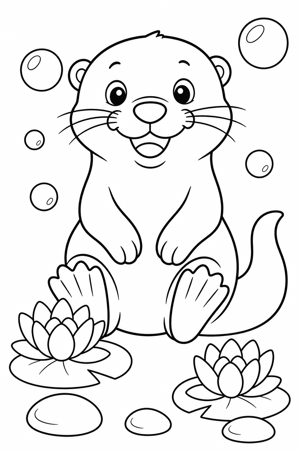 Lontra fácil infantil para colorir