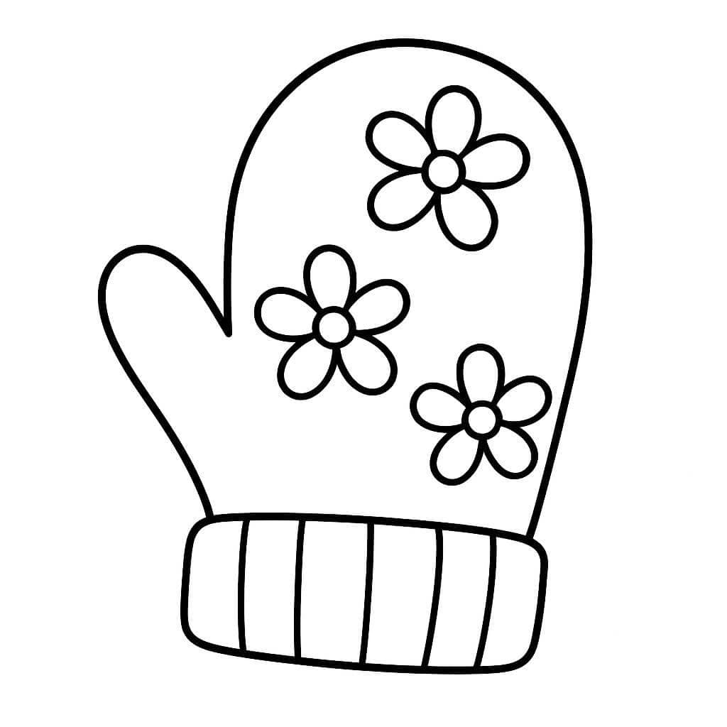 Luva com flores para colorir