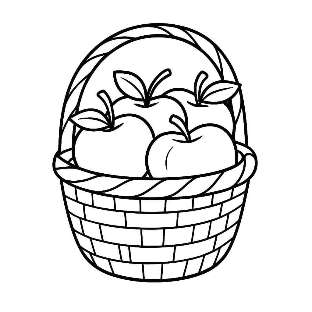 Maçã no cesto para colorir