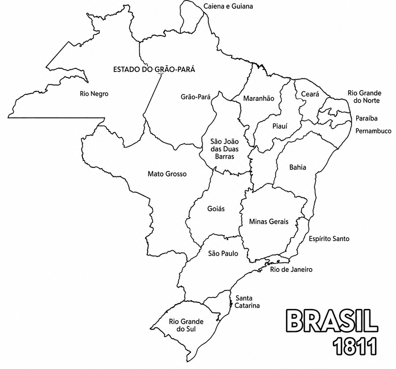 Mapa do Brasil de 1811 para colorir