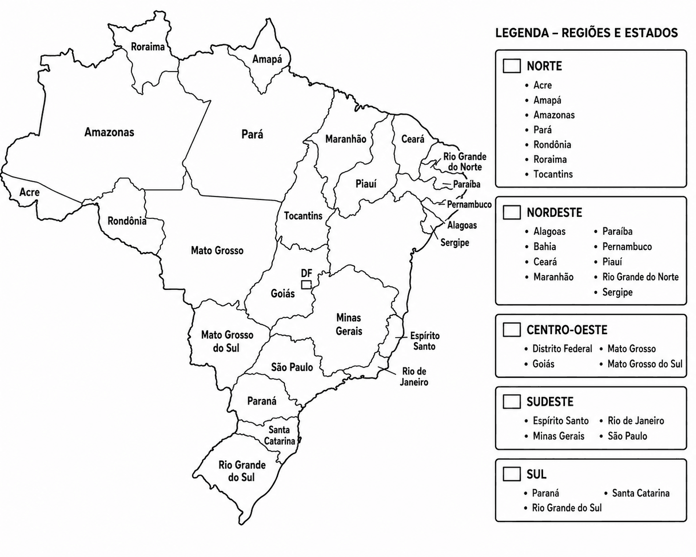 Mapa do Brasil para imprimir e colorir