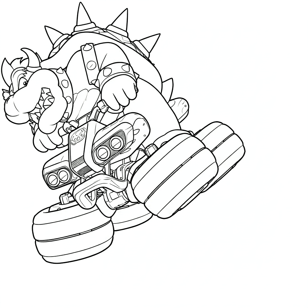 Bowser no quadriciclo para colorir