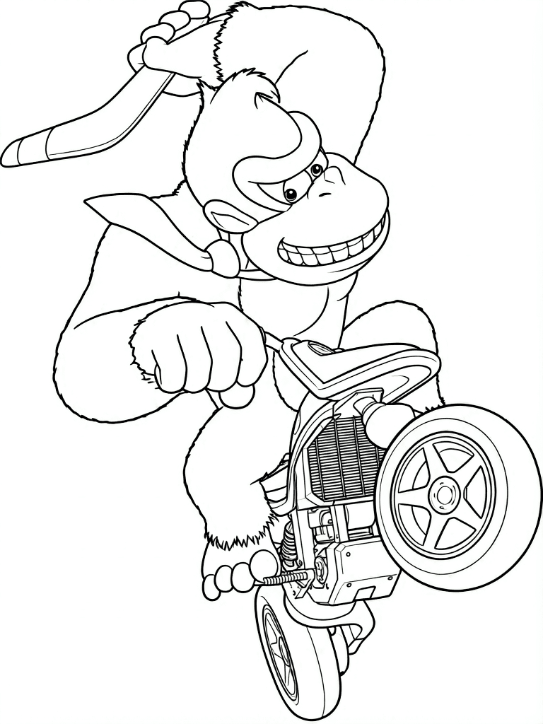 Donkey Kong na moto para colorir