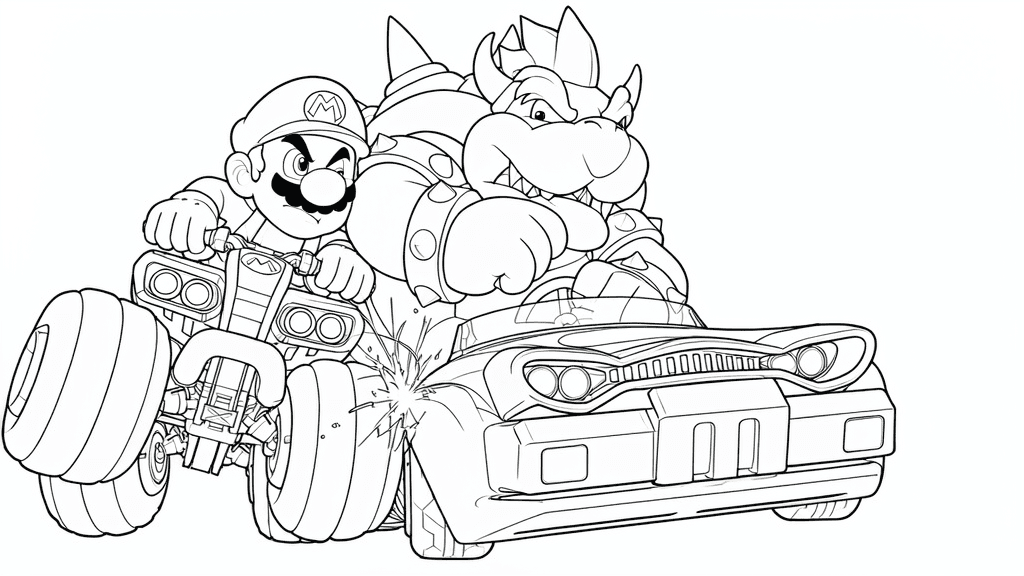 Mario contra Bowser para colorir