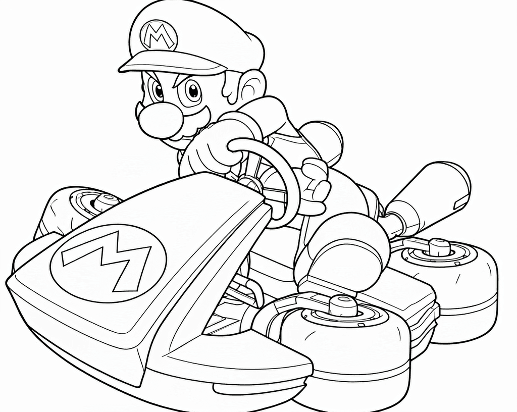Mario fazendo drift para colorir