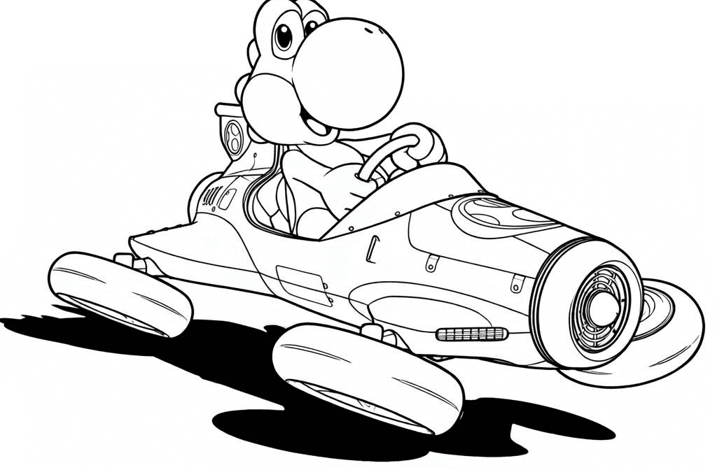 Yoshi no kart azul para colorir