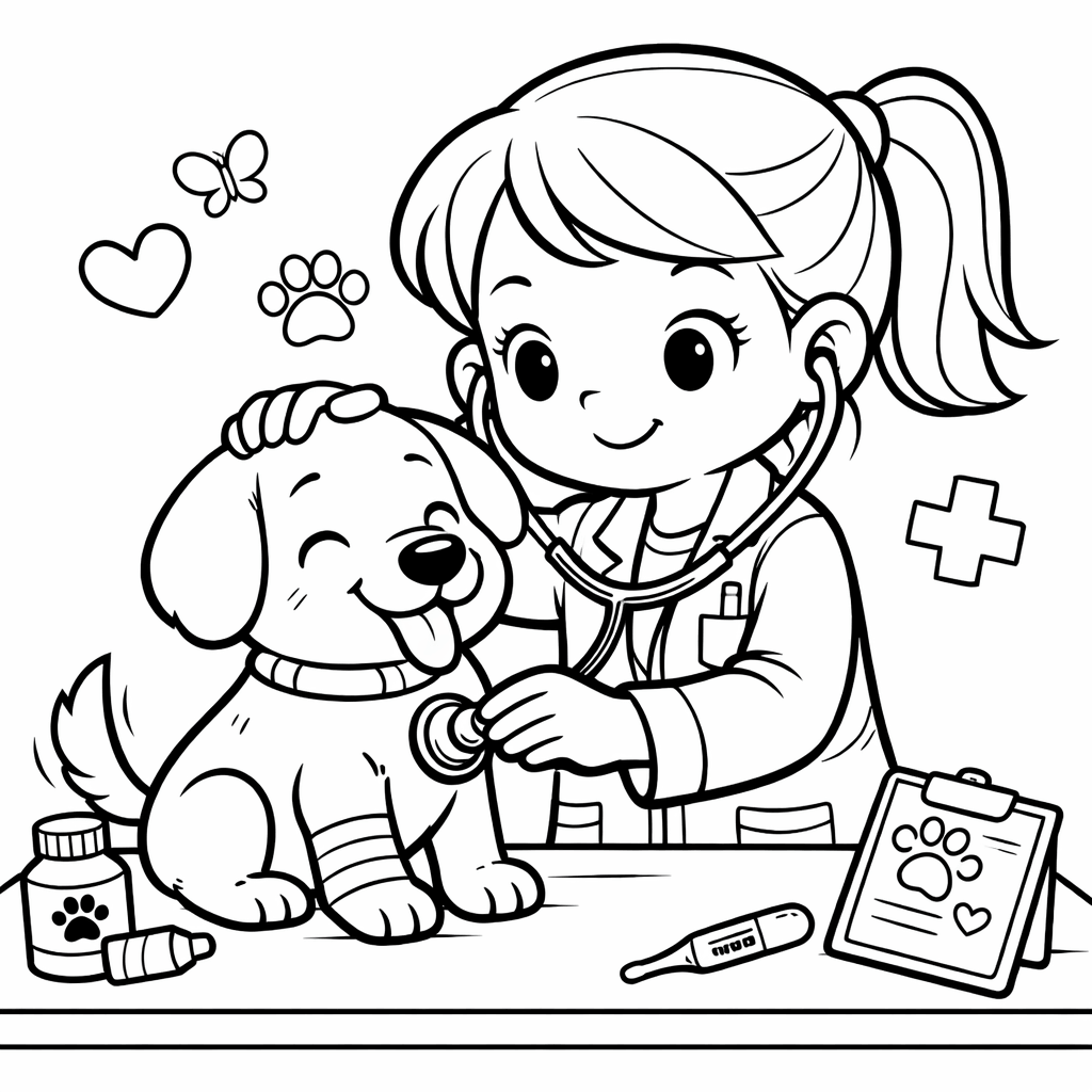 Médica veterinária para colorir