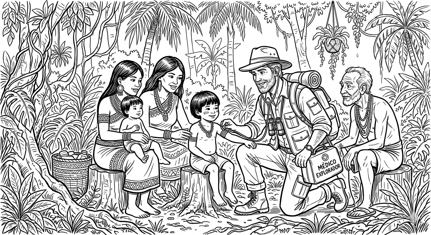 Médico na selva para colorir