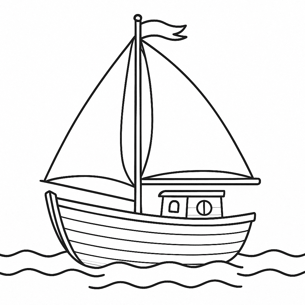 Barco a vela para colorir