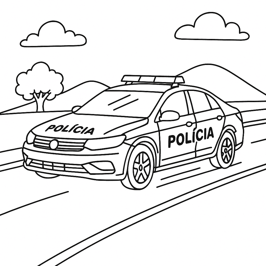 Carro de policia em velocidade para colorir