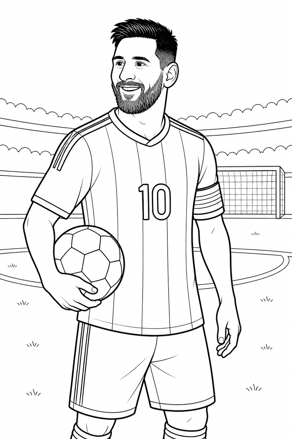 Messi com a camisa 10 para colorir