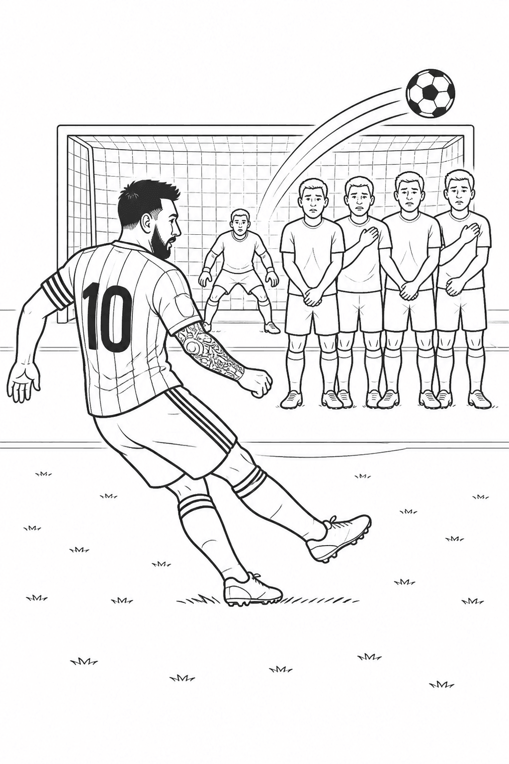Messi cobrando falta para colorir