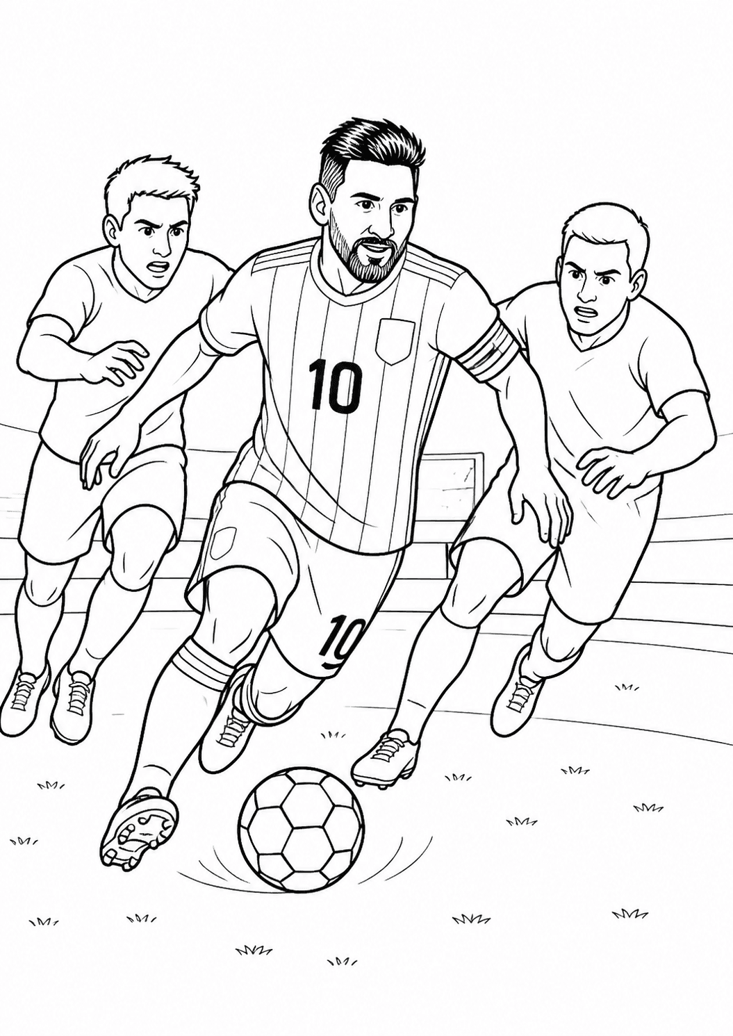 Messi driblando para colorir
