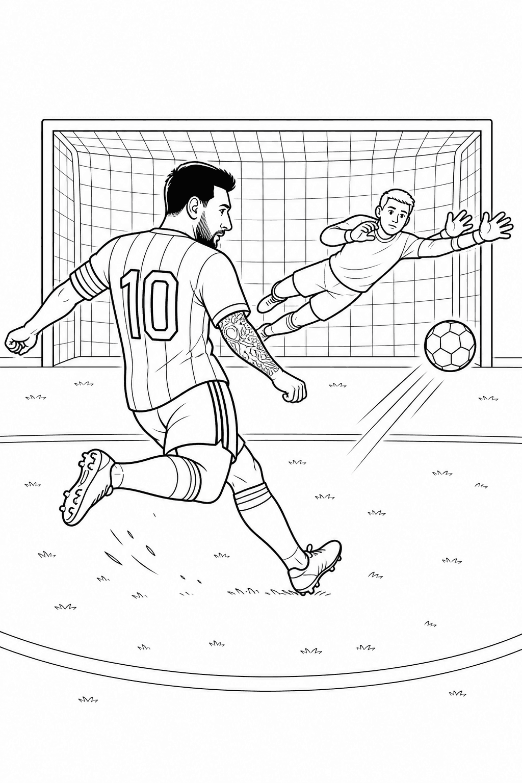 Messi fazendo gol para colorir