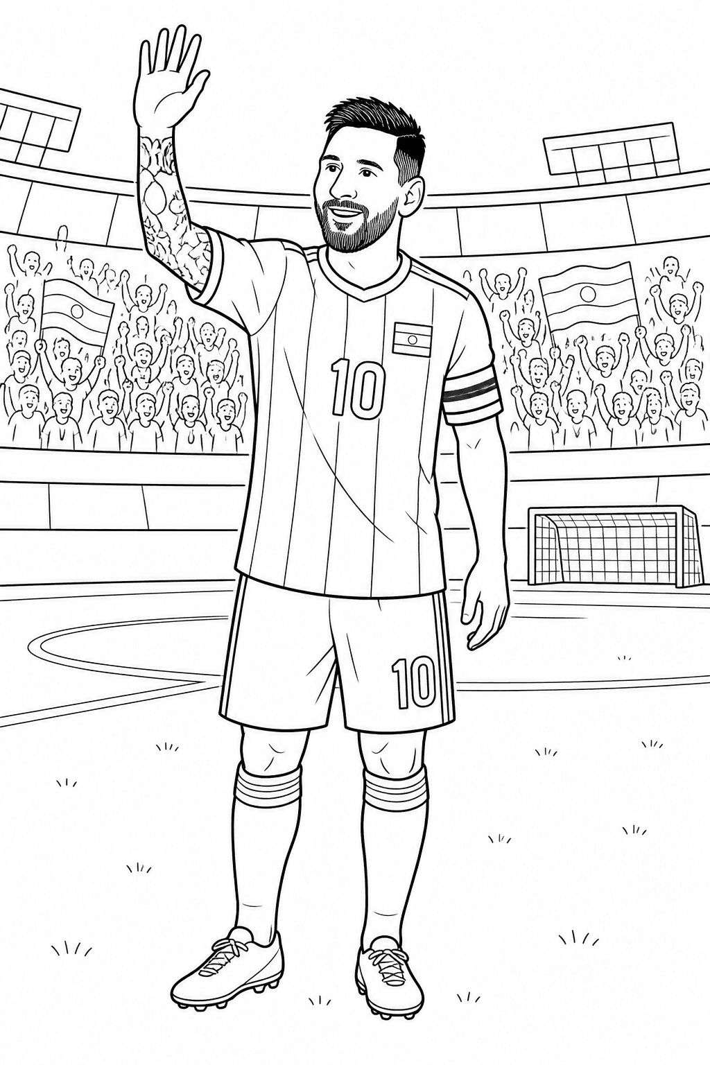 Messi no estádio para colorir
