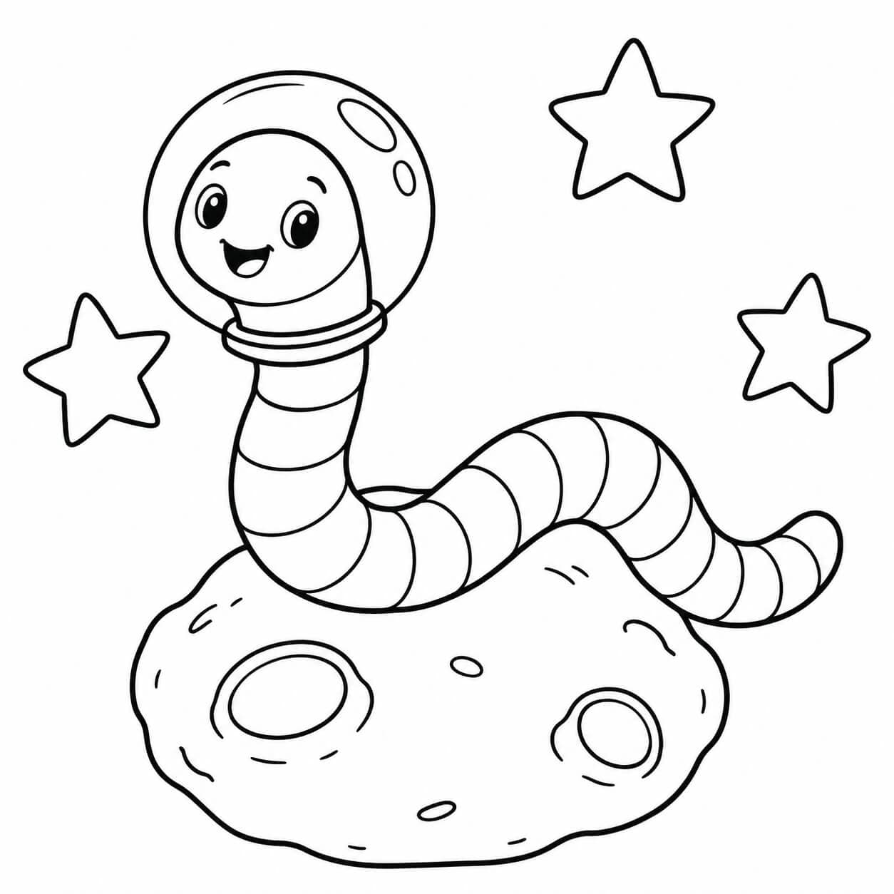 Minhoca astronauta para colorir