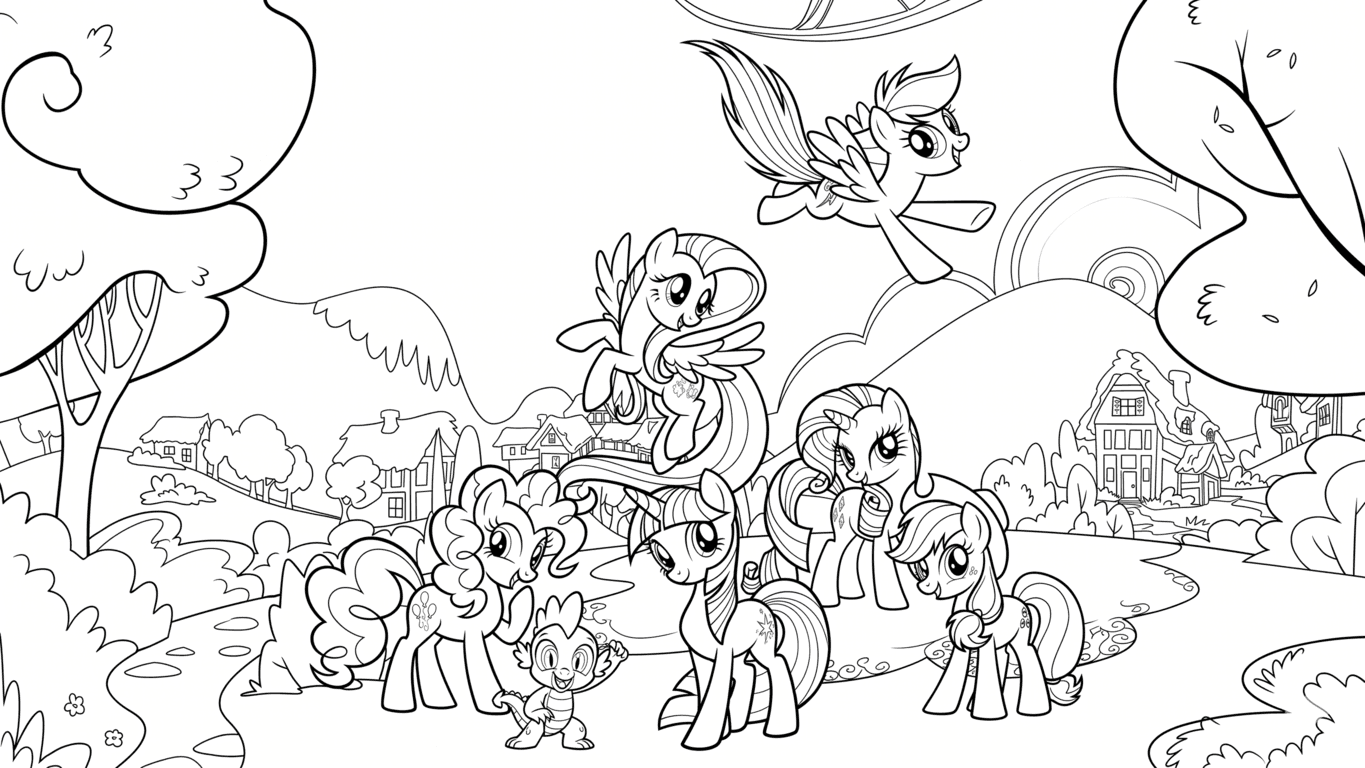 My Little Pony no jardim para colorir