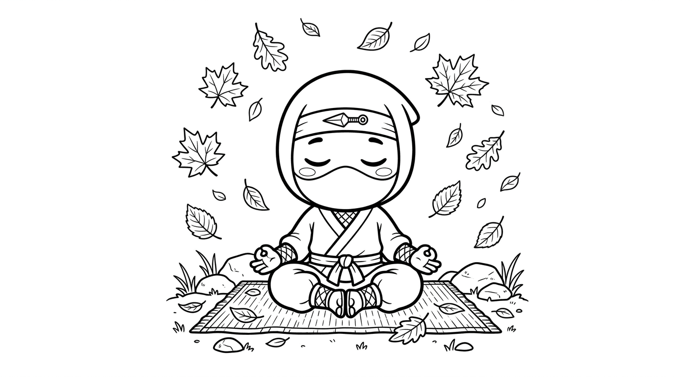 Ninja meditando para colorir