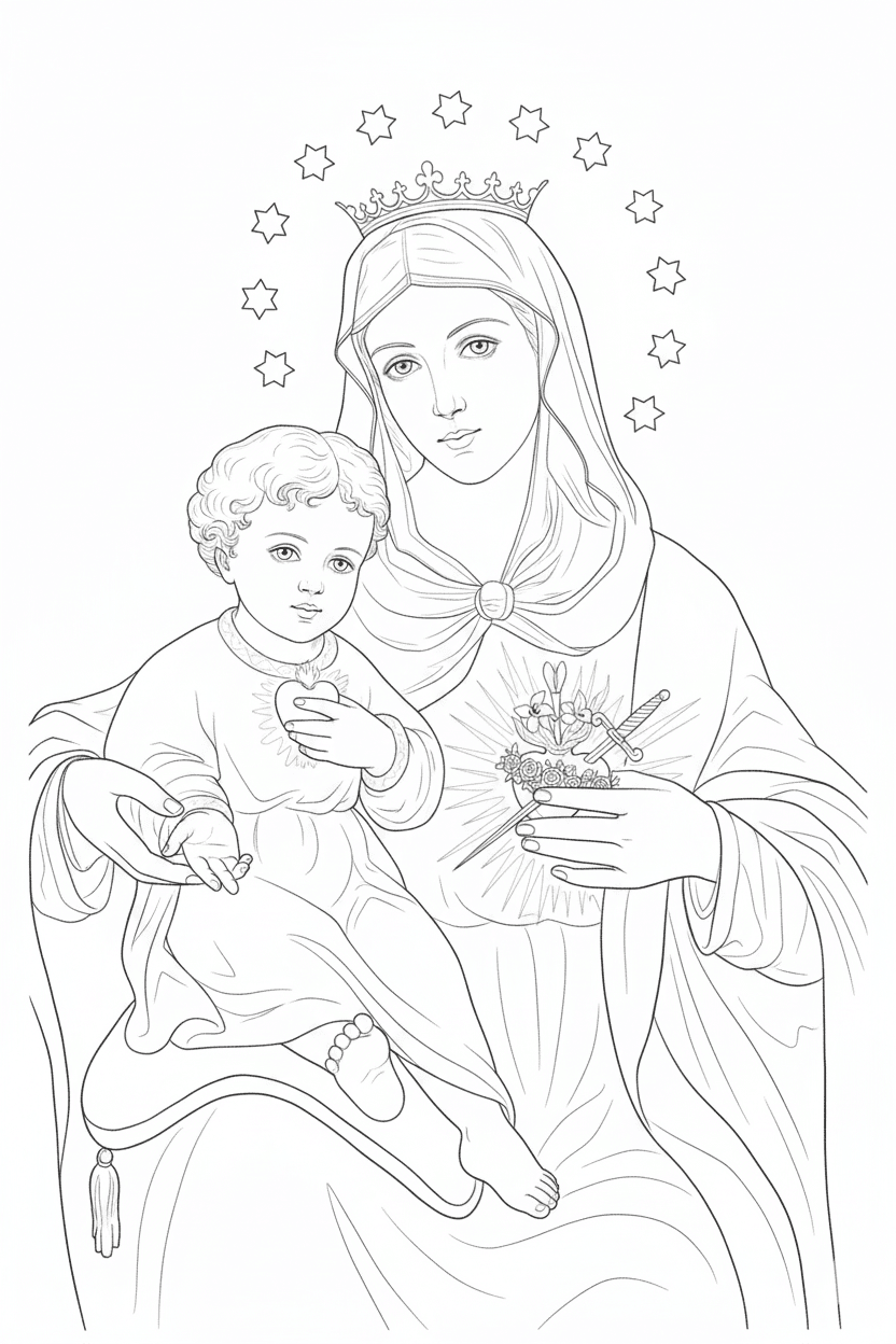 Nossa Senhora Mãe Amorosa para colorir