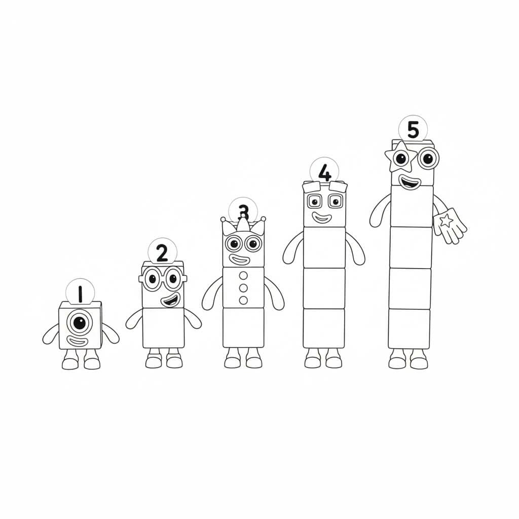 Numberblock 5 para colorir