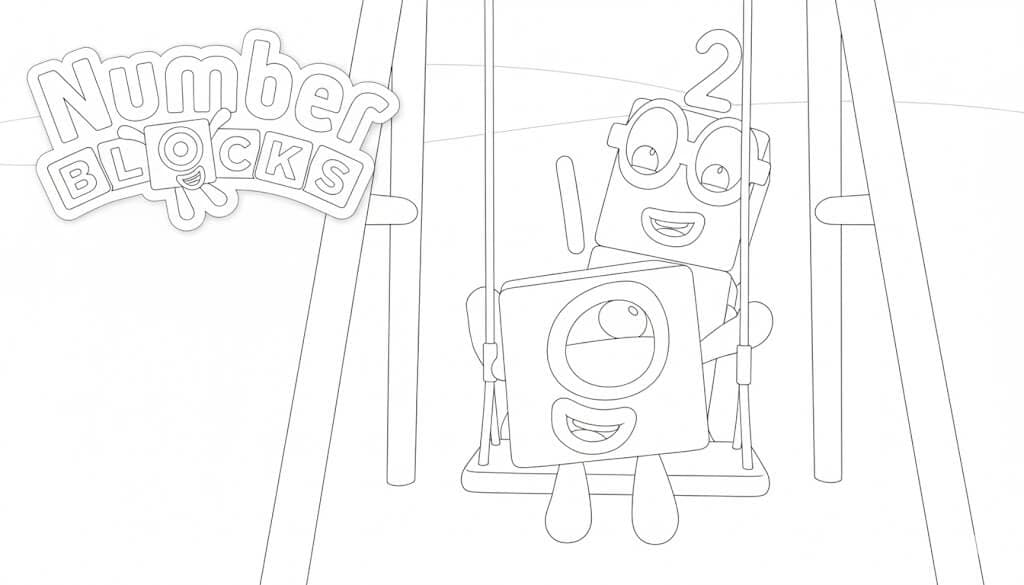 Numberblocks no balanço para colorir