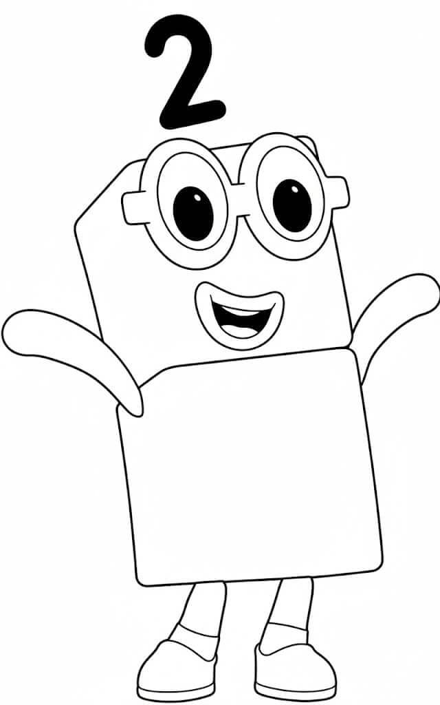 Numberblock número 2 para colorir