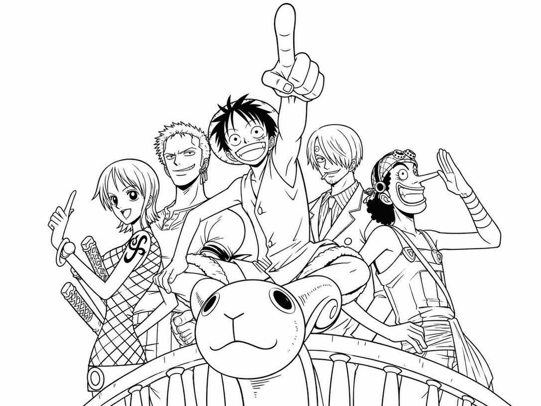 One Piece navegando para colorir