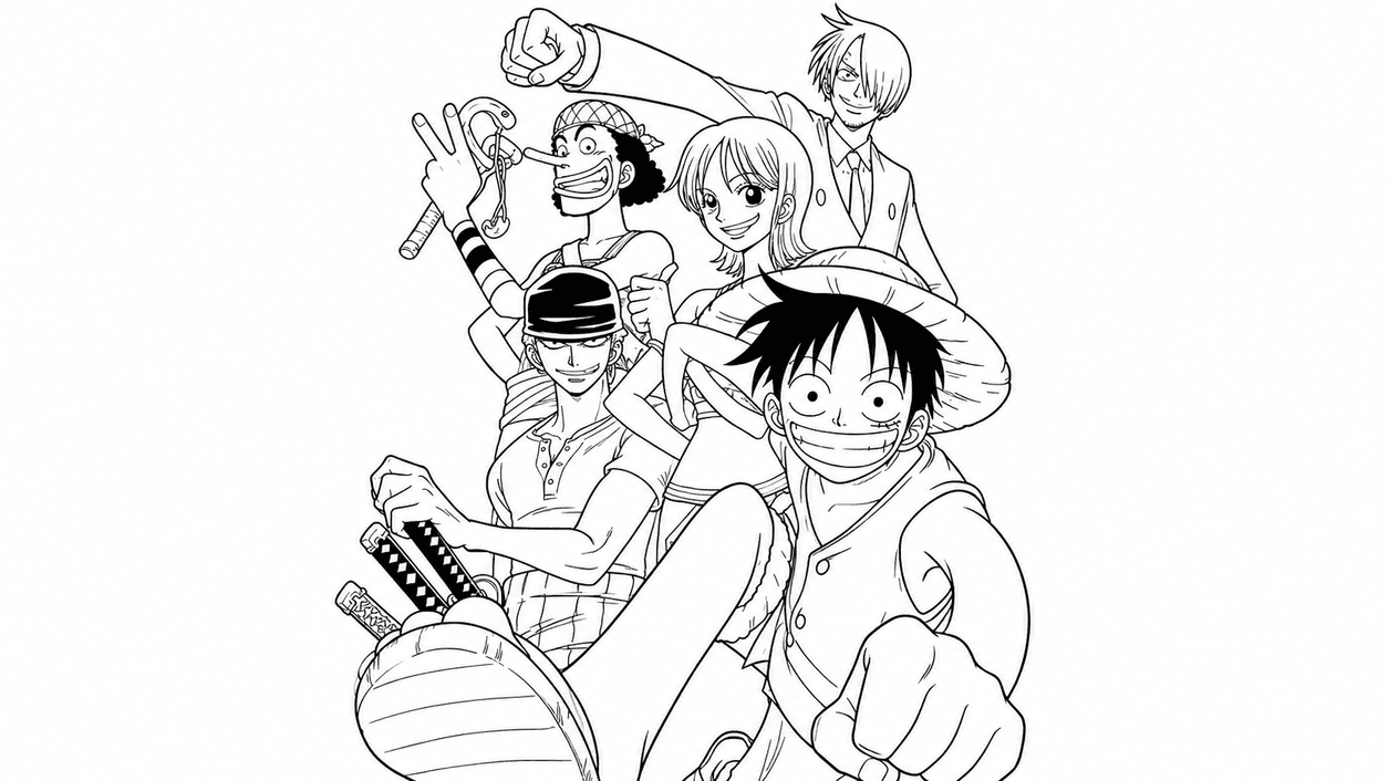 Personagens principais de One Piece para colorir