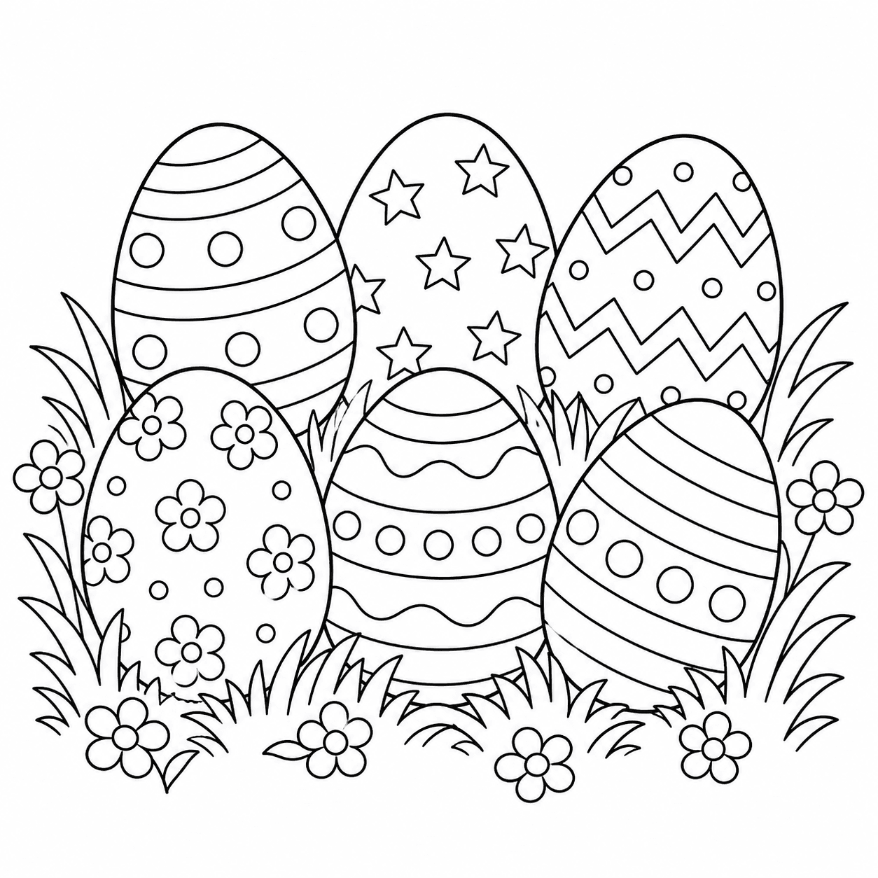 Ovos decorados com padrões para colorir