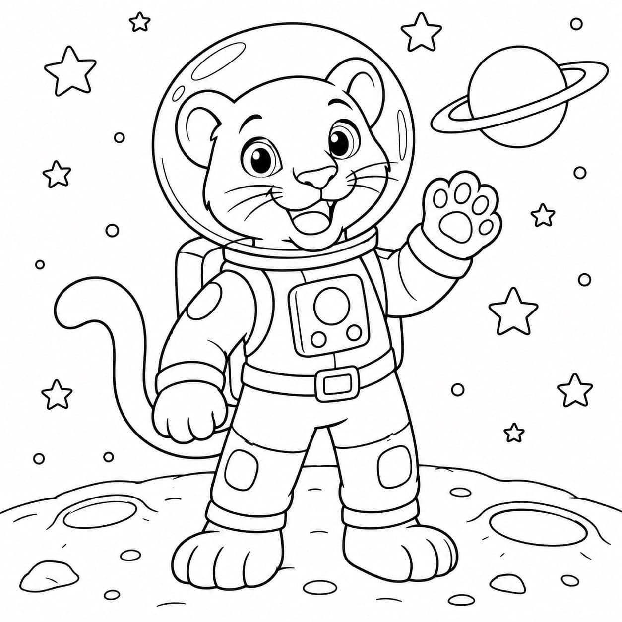 Pantera astronauta para colorir