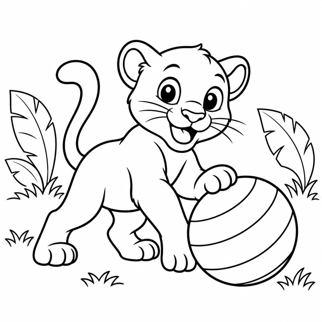 Pantera jogando bola para colorir