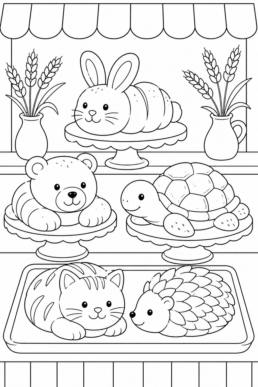 Pães em formatos de animais para colorir