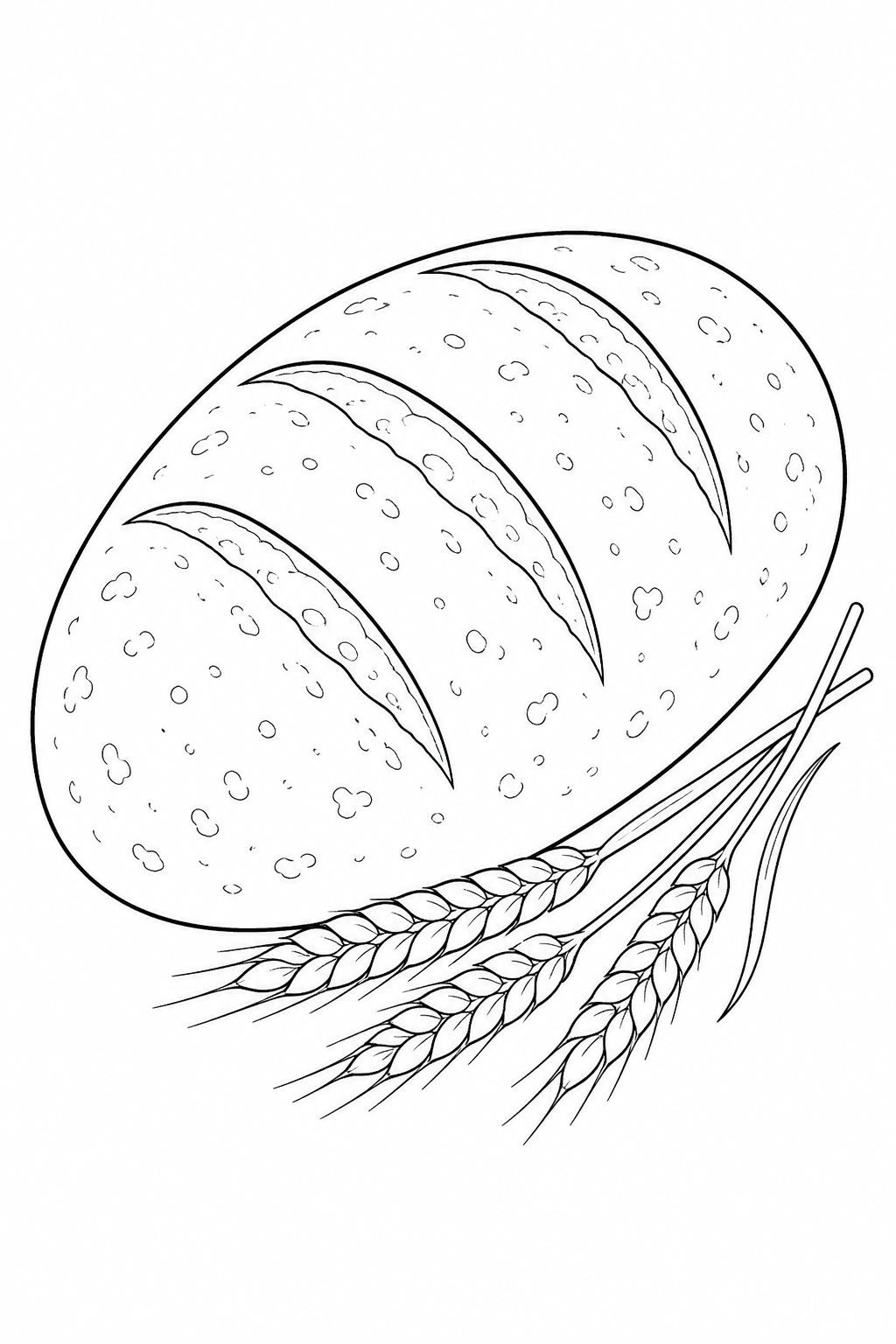 Pão rústico com espigas de trigo para colorir